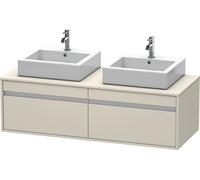 Mueble bajo de lavabo consola Ketho de Duravit, suspendido, 1400x426x550 mm, 2 extraíbles, para 2 lavabos sobre encimera, por ambos lados, KT6697B9191, Color: Decoración mate gris topo