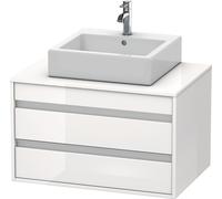 Mueble bajo de lavabo consola Ketho de Duravit, suspendido, 800x496x550 mm, 2 cajones, para lavabos sobre encimera central, KT665402222, Color: Decoración blanca de alto brillo