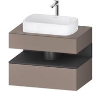 Mueble bajo de lavabo de consola Duravit Collection One, 1 extraíble, 1 cajón, recorte central, 800x550x600mm, hornacina grafito mate, QA4730049430000, Color: Basalto mate
