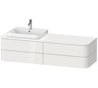Mueble bajo de lavabo de consola Duravit Happy D.2 Plus suspendido, 1600x550 mm, 4 cajones, para lavabos sobre encimera posición izquierda, HP4973L9292, Color: Gris piedra Seda Barniz mate