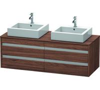 Mueble bajo de lavabo de consola Duravit Ketho, suspendido, 1400x496x550 mm, 4 cajones, para 2 lavabos sobre encimera, por ambos lados, KT6657B2121, Color: Decoración nogal oscuro