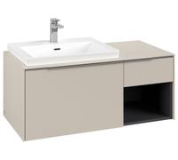 Mueble bajo de lavabo Subway 3.0 de Villeroy & Boch, 2 extraíbles, lavabo a la izquierda, elemento de repisa abajo a la derecha, 1001x422,5x516mm, C57200VN, Color: Frente/carcasa: Gris Cachemira, mang