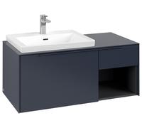 Mueble bajo de lavabo Subway 3.0 de Villeroy & Boch, 2 extraíbles, lavabo a la izquierda, elemento de repisa abajo a la derecha, 1001x422,5x516mm, C57202VQ, Color: Frente/carcasa: Azul Marino, Mango: