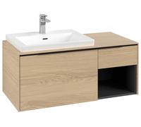 Mueble bajo de lavabo Subway 3.0 de Villeroy & Boch, 2 extraíbles, lavabo a la izquierda, elemento de repisa abajo a la derecha, 1001x422,5x516mm, C57201VJ, Color: Frontal/carcasa: roble nórdico, mang