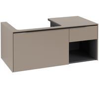 Mueble bajo de lavabo Subway 3.0 de Villeroy & Boch, iluminación LED, 2 extraíbles, lavabo a la izquierda, elemento de estantería abajo a la derecha, 1001x422,5x516mm, C572L1VM, Color: Frontal/carcasa