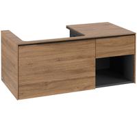 Mueble bajo de lavabo Subway 3.0 de Villeroy & Boch, iluminación LED, 2 extraíbles, lavabo a la izquierda, elemento de estantería abajo a la derecha, 1001x422,5x516mm, C572L1RH, Color: Frontal/carcasa