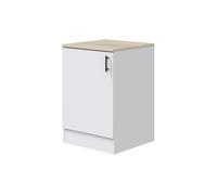 Bricohabitat Módulo Inferior Cocina Kira Moderno 1 Puerta Blanco Brillo y Roble Canadian 60x90x60 cm