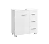 VASAGLE Mueble Bajo Lavabo, Armario de Baño, 3 Cajones, 2 Compartimentos Detrás de la Puerta, con Pies, 30 x 60 x 64 cm, Blanco Nube BBK514WB01