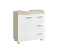 Mueble Bajo Lavabo 30 x 60 x 64 cm Blanco Nube y Beige Natural
