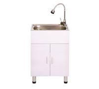 Mueble Bajo Lavabo Acero Inoxidable Fregadero Cocina Independiente con 1 Seno, Fregaderos para Uso General Combinación de tocador de baño, para Salón Garaje Interior al Aire Libre Restaurante(White)
