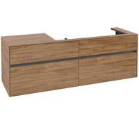 Mueble bajo lavabo Collaro de Villeroy & Boch, lavabo a la derecha, 4 extraíbles, suspendido, 1600x548x500mm, C03000RH, Color: Frente/carcasa: Roble de Kansas, mango: Grafito