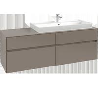 Mueble bajo lavabo Collaro de Villeroy & Boch, lavabo a la derecha, 4 extraíbles, suspendido, 1600x548x500mm, C03000AH, Color: Frente/cuerpo: Rojo vino, empuñadura: Negro volcán