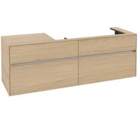 Mueble bajo lavabo Collaro de Villeroy & Boch, lavabo a la derecha, 4 extraíbles, suspendido, 1600x548x500mm, C03000VJ, Color: Carcasa/frontal: roble nórdico, tirador: Gris cachemira
