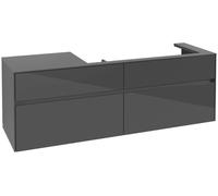 Mueble bajo lavabo Collaro de Villeroy & Boch, lavabo a la derecha, 4 extraíbles, suspendido, 1600x548x500mm, C03000FP, Color: Frontal/carcasa: gris brillante, asa: Grafito