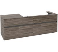 Mueble bajo lavabo Collaro de Villeroy & Boch, lavabo a la derecha, 4 extraíbles, suspendido, 1600x548x500mm, C03000RK, Color: Frontal/carcasa: Roble piedra, Mango: Grafito
