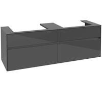 Mueble bajo lavabo Collaro de Villeroy & Boch, para 2 lavabos, 1600x548x500mm, C02400FP, Color: Frontal/carcasa: gris brillante, asa: Grafito