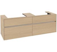 Mueble bajo lavabo Collaro de Villeroy & Boch, para 2 lavabos, 1600x548x500mm, C02400VJ, Color: Carcasa/frontal: roble nórdico, tirador: Gris cachemira