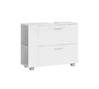 VASAGLE Mueble Bajo Lavabo con 2 Cajones Grandes, Armario Bajo Lavabo, Gran Apertura de Sifón, Fácil de Montar, 30 x 80 x 64 cm, Armario de Baño, Blanco Nube BBK502W01