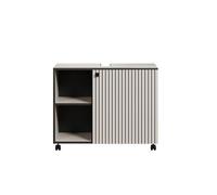 trendteam smart living - PureBliss - Armario para Debajo del Lavabo con Ruedas - Cachemira Gris Claro - Aspecto de Ranuras - 2 Compartimentos Abiertos + 1 Estante - 80 x 64 x 42 cm - Asas metálicas