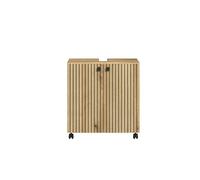 trendteam smart living - Mueble bajo Lavabo con Ruedas - Baño - PureBliss - Dimensiones de Montaje (Ancho x Alto x Profundidad) 60 x 64 x 42 cm - Color Roble Evoke con Ranuras Negras - 233730342