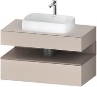 Mueble bajo lavabo consola Collection One de Duravit, 1 extraíble, 1 cajón, recorte central, 1000x550x600mm, nicho basalto mate, QA4731043910010, Color: Gris topo mate/con iluminaciÃ³n de nicho