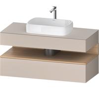 Mueble bajo lavabo consola Collection One de Duravit, 1 extraíble, 1 cajón, recorte central, 1200x550x600mm, hueco roble natural, QA4732030910010, Color: Gris topo mate/con iluminaciÃ³n de nicho