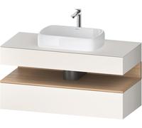 Mueble bajo lavabo consola Collection One de Duravit, 1 extraíble, 1 cajón, recorte central, 1200x550x600mm, hueco roble natural, QA4732030840010, Color: Supermatt blanco/con iluminaciÃ³n de nicho