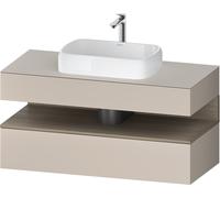 Mueble bajo lavabo consola Collection One de Duravit, 1 extraíble, 1 cajón, recorte central, 1200x550x600mm, roble terra niche, QA4732035910010, Color: Gris topo mate/con iluminaciÃ³n de nicho