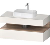 Mueble bajo lavabo consola Collection One de Duravit, 1 extraíble, 1 cajón, recorte central, 1200x550x600mm, hornacina de roble jaspeado, QA4732055840010, Color: Supermatt blanco/con iluminaciÃ³n de n