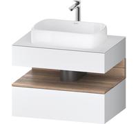 Mueble bajo lavabo consola Collection One de Duravit, 1 extraíble, 1 cajón, recorte central, 800x550x600mm, hornacina de roble jaspeado, QA4730055180010, Color: Blanco mate/con iluminaciÃ³n de nicho