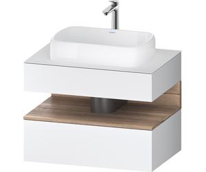 Mueble bajo lavabo consola Collection One de Duravit, 1 extraíble, 1 cajón, recorte central, 800x550x600mm, hornacina de roble jaspeado, QA4730055180010, Color: Blanco mate/con iluminaciÃ³n de nicho