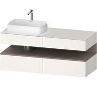 Mueble bajo lavabo consola Collection One de Duravit, 2 extraíbles, 2 cajones, recorte izquierda, 1400x550x600mm, nicho basalto mate, QA4765043840010, Color: Supermatt blanco/con iluminaciÃ³n de nicho