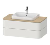 Mueble bajo lavabo consola Duravit Happy D.2 Plus, suspendido, 1000x550 mm, 2 cajones, para lavabos sobre encimera, HP497103939, Color: Nórdico Seda blanca laca mate