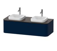 Mueble bajo lavabo consola Duravit Happy D.2 Plus, suspendido, 1300x550 mm, 1 extraíble, para lavabos sobre encimera, HP4943B9898, Color: Seda azul noche lacado mate