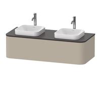 Mueble bajo lavabo consola Duravit Happy D.2 Plus, suspendido, 1300x550 mm, 1 extraíble, para lavabos sobre encimera, HP4943B6060, Color: Seda topo laca mate