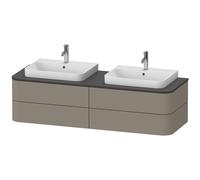 Mueble bajo lavabo consola Duravit Happy D.2 Plus, suspendido, 1600x550 mm, 4 cajones, para 2 lavabos sobre encimera, HP4974B92920010, Color: Pintura mate sedosa gris piedra con iluminación interior