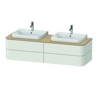 Mueble bajo lavabo consola Duravit Happy D.2 Plus, suspendido, 1600x550 mm, 4 cajones, para 2 lavabos sobre encimera, HP4974B3939, Color: Nórdico Seda blanca laca mate