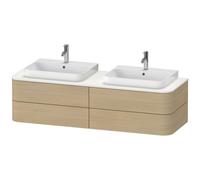 Mueble bajo lavabo consola Duravit Happy D.2 Plus, suspendido, 1600x550 mm, 4 cajones, para 2 lavabos sobre encimera, HP4974B7171, Color: Roble mediterráneo Chapa de madera auténtica