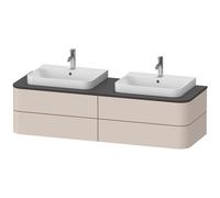 Mueble bajo lavabo consola Duravit Happy D.2 Plus, suspendido, 1600x550 mm, 4 cajones, para 2 lavabos sobre encimera, HP4974B83830010, Color: Decoración en color topo supermate con iluminación interio