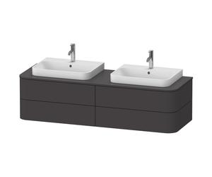 Mueble bajo lavabo consola Duravit Happy D.2 Plus, suspendido, 1600x550 mm, 4 cajones, para 2 lavabos sobre encimera, HP4974B8080, Color: Decoración grafito supermate