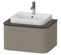 Mueble bajo lavabo consola Duravit Happy D.2 Plus, suspendido, 650x480 mm, 1 extraíble, para lavabos sobre encimera, HP494009292, Color: Gris piedra Seda Barniz mate