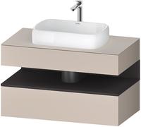 Mueble bajo lavabo Duravit Collection One, 1 extraíble, 1 cajón, hueco central, 1000x550x600mm, nicho en grafito supermate, QA4731080910010, Color: Gris topo mate/con iluminaciÃ³n de nicho