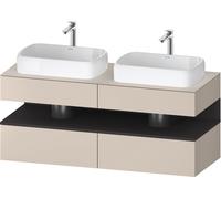 Mueble bajo lavabo Duravit Collection One, 2 extraíbles, 2 cajones, 2 huecos, 1400x550x600mm, nicho en grafito supermate, QA4767080830010, Color: Taupe supermatt/con iluminaciÃ³n de nicho