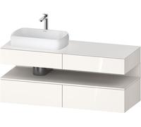 Mueble bajo lavabo Duravit Collection One, 2 extraíbles, 2 cajones, recorte izquierda, 1400x550x600mm, nicho blanco supermatt, QA4765084220000, Color: Blanco brillo intenso