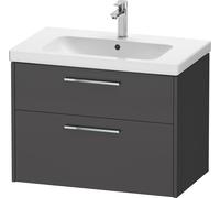 Mueble bajo lavabo Duravit D-Code, 1 extraíble, 1 cajón, 784x460mm, corte sifón, con tirador, DC4672010490000, Color: Carcasa de grafito mate, tirador cromado brillante
