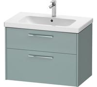 Mueble bajo lavabo Duravit D-Code, 1 extraíble, 1 cajón, 784x460mm, corte sifón, con tirador, DC4672010HG0000, Color: Carcasa verde fiordo mate, tirador cromado brillante