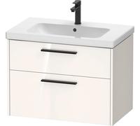 Mueble bajo lavabo Duravit D-Code, 1 extraíble, 1 cajón, 784x460mm, corte sifón, con tirador, DC46720BD220000, Color: Carcasa blanca brillante, tirador negro diamante mate
