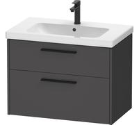 Mueble bajo lavabo Duravit D-Code, 1 extraíble, 1 cajón, 784x460mm, corte sifón, con tirador, DC46720BD490000, Color: Cuerpo grafito mate, Mango negro diamante mate