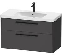 Mueble bajo lavabo Duravit D-Code, 1 extraíble, 1 cajón, 984x460mm, recorte sifónico, con tirador, DC46730BD490000, Color: Cuerpo grafito mate, Mango negro diamante mate