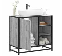 Mueble Bajo Lavabo Gris Sonoma 65x33x60 cm, Madera de Ingeniería, Estilo Industrial, Mueble Baño Auxiliar, Armario Multiusos, Requiere Montaje, Apto para Baño, Cocina, Oficina, Color Gris Sonoma